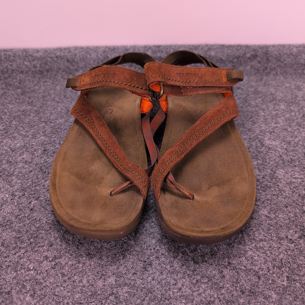 Merrell Tortoise Shell Performance Sandals Womens 9 Brown Suede Hiking Strappy